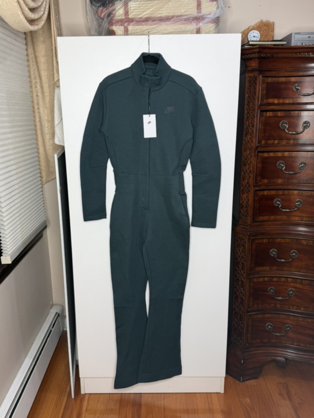 Nike Sportswear Tech Fleece Jumpsuit Seaweed/Black Women's XS HV4095-390 NEW